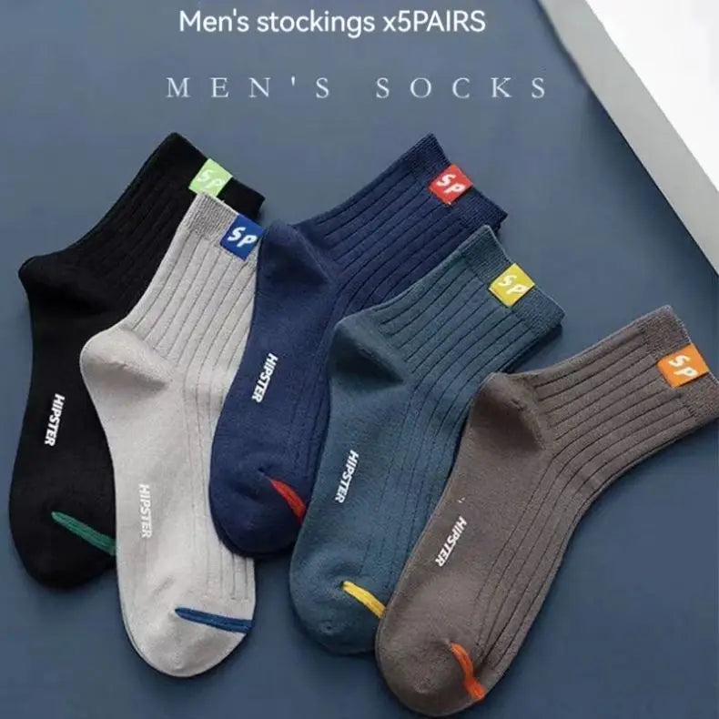 5 Pack Mid Calf Breathable Warm Socks for Men