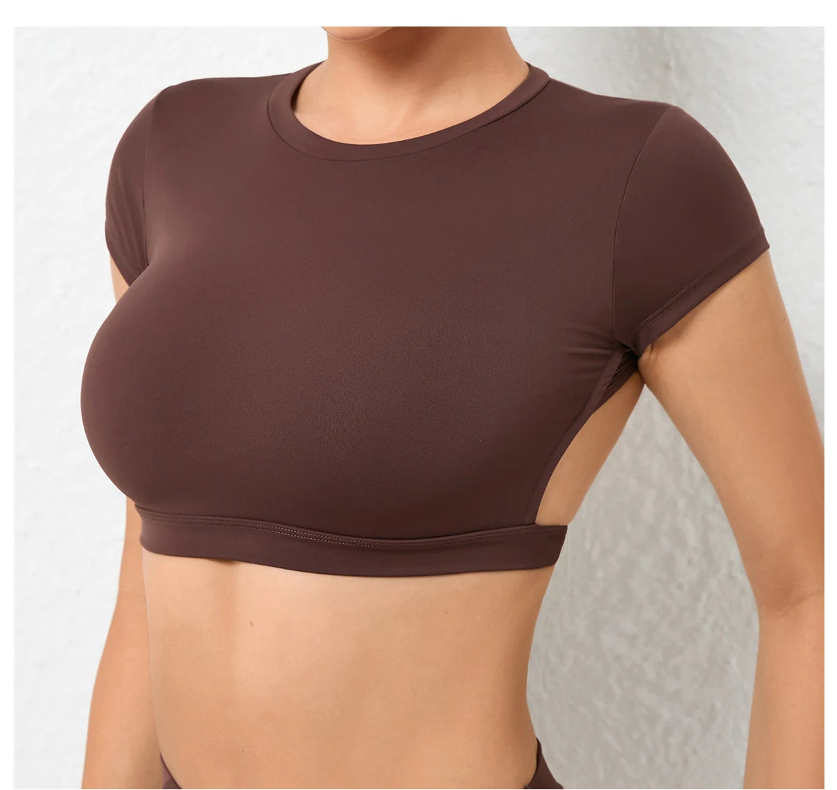 Women Open Back Sports Bra T Shirt