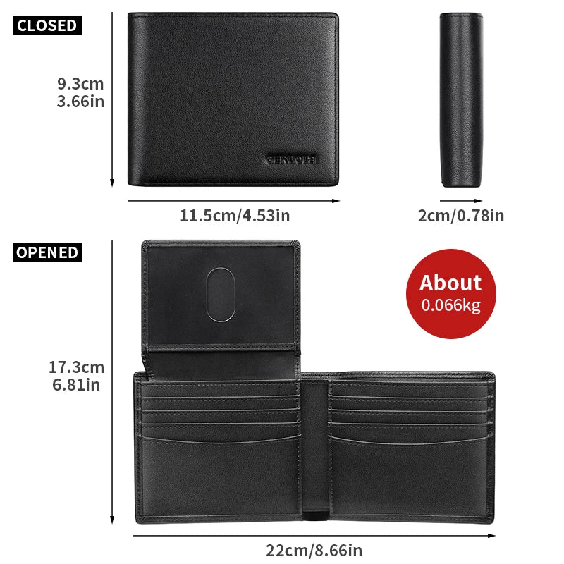 Genuine Leather Large Capacity Ultra Thin Wallet for Men