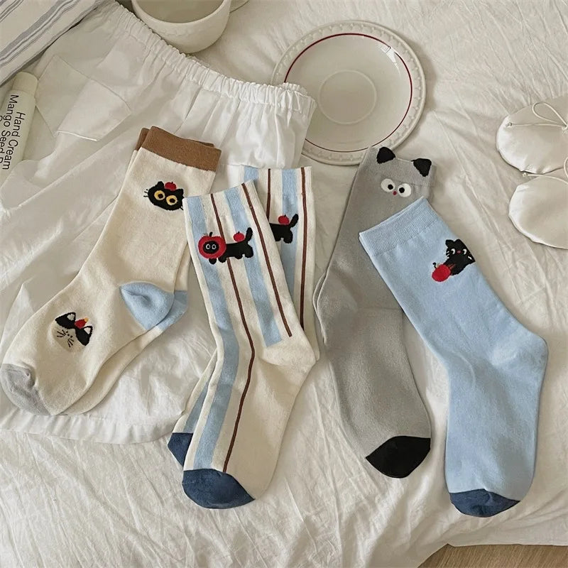 Cute Cartoon Cotton Long Socks for Women