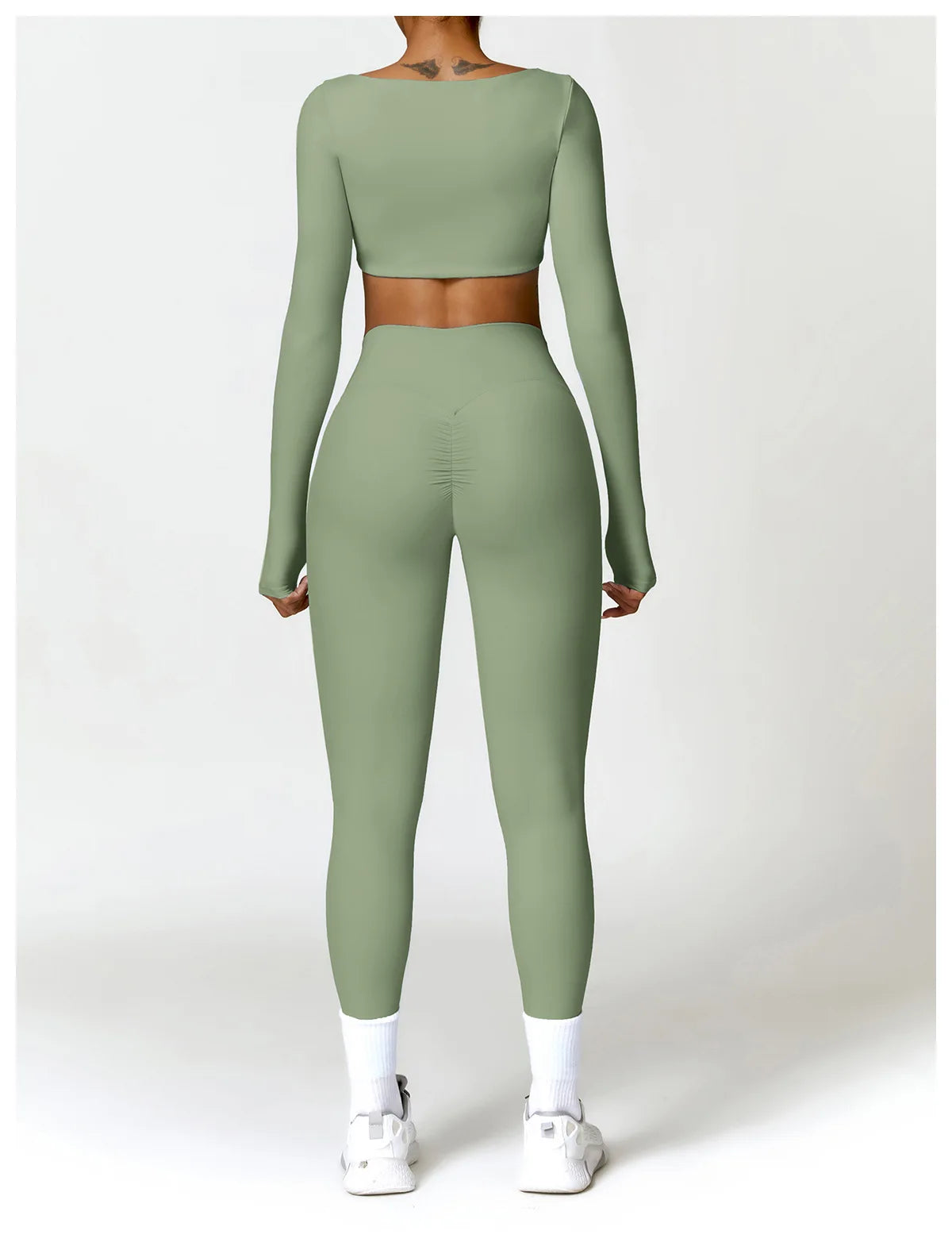 Women 2 Piece Yoga Set Long Sleeve Sports Top and Leggings