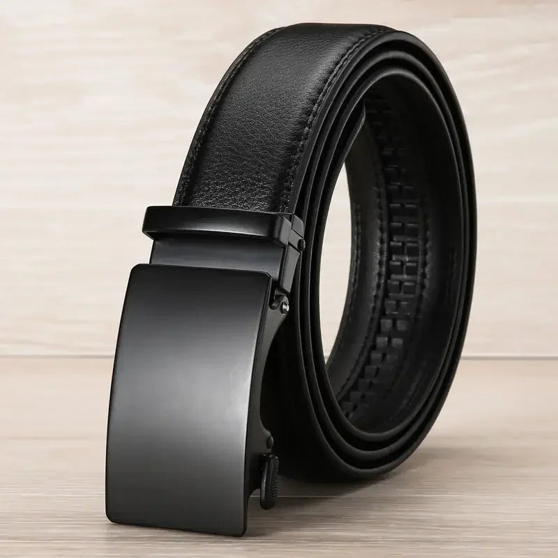 Men PU Leather Waist Automatic Buckle Belt