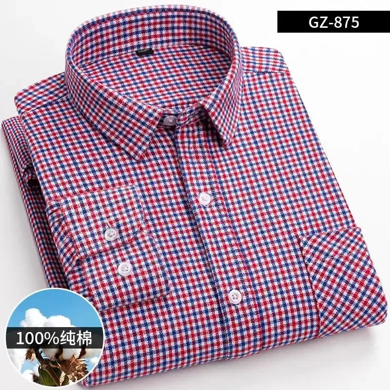 Men’s Cotton Plaid Long Sleeve Shirt