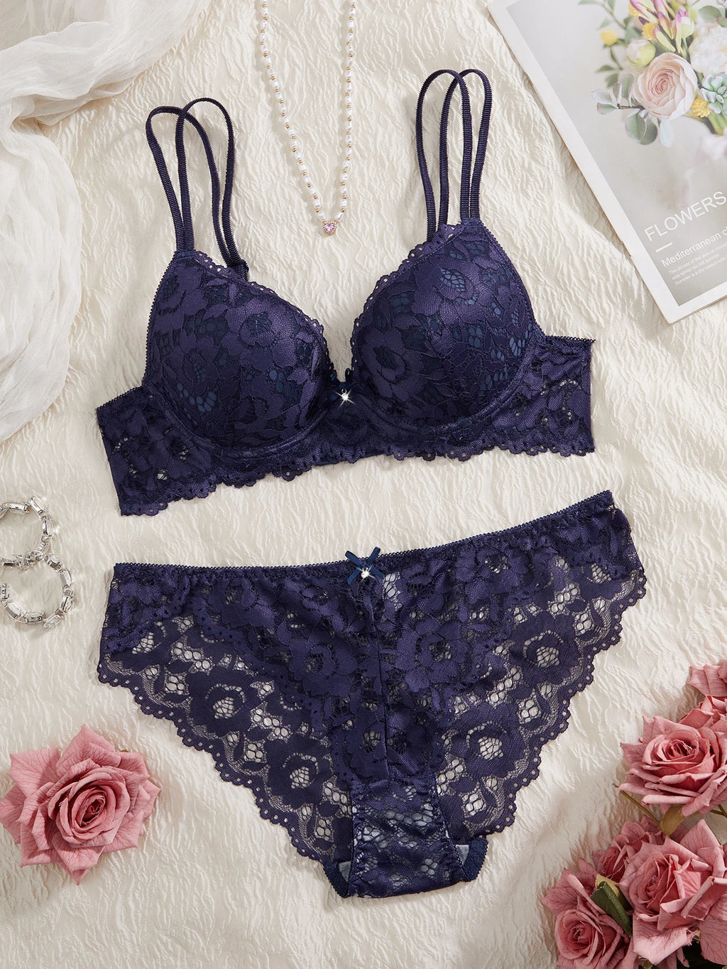 Piece Lace Bra and Panty Set for Women