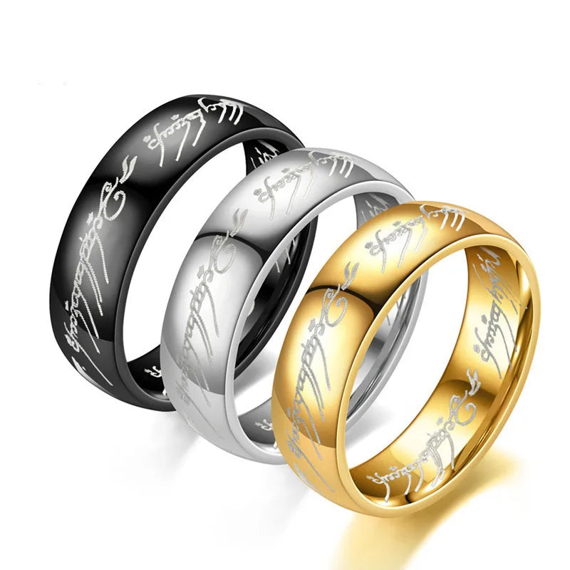 Men Stainless Steel Laser Engraving Exquisite Ring