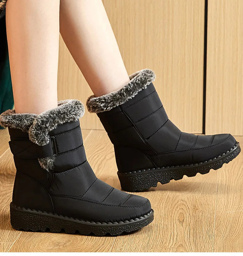 Women Fur Lined Waterproof Winter Boots