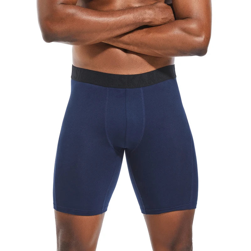 Stretch Polyester Long Boxer Shorts for Men
