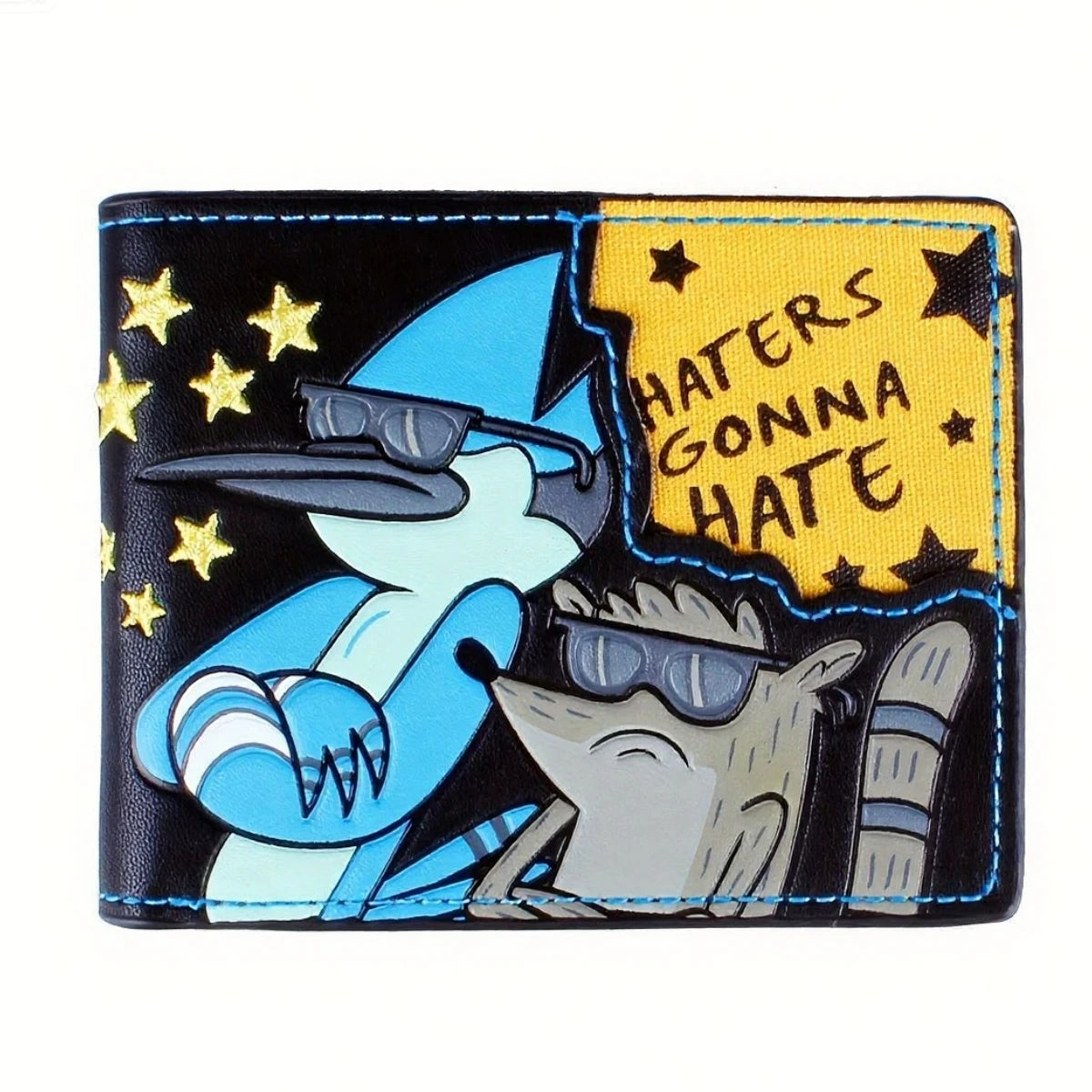 Cartoon Embroidered Leather Wallet for Men