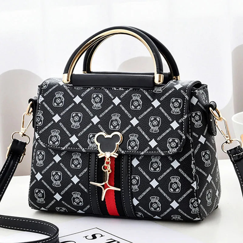 Luxury Monogram Leather Shoulder Tote Bag for Women