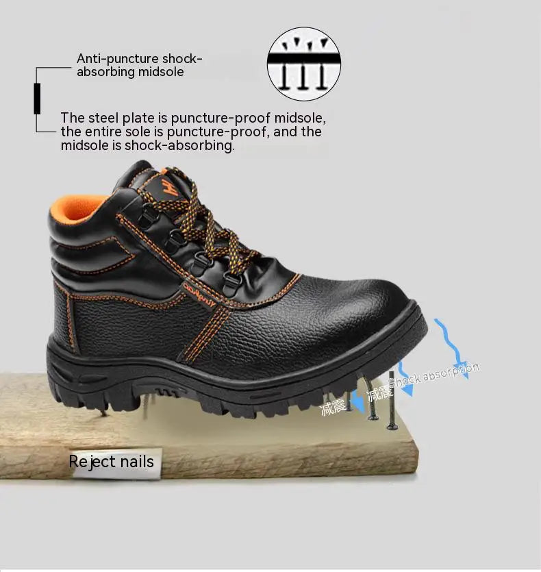 Wear-resisting Men Work Boots Anti-smash Anti-puncture Work Sneakers Waterproof Boots Indestructible Protective Tactical Boots