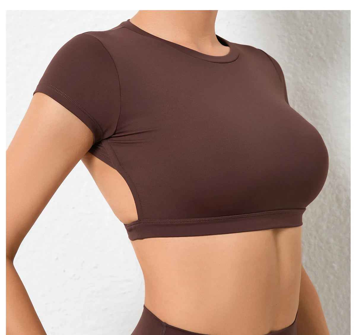 Women Open Back Sports Bra T Shirt