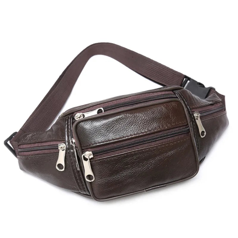 PU Leather Waist Belt Fanny Pack Bag for Men