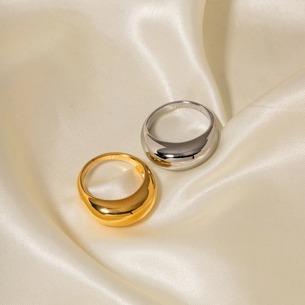 Women Simple Stainless Steel Arc Geometric Ring Jewelry