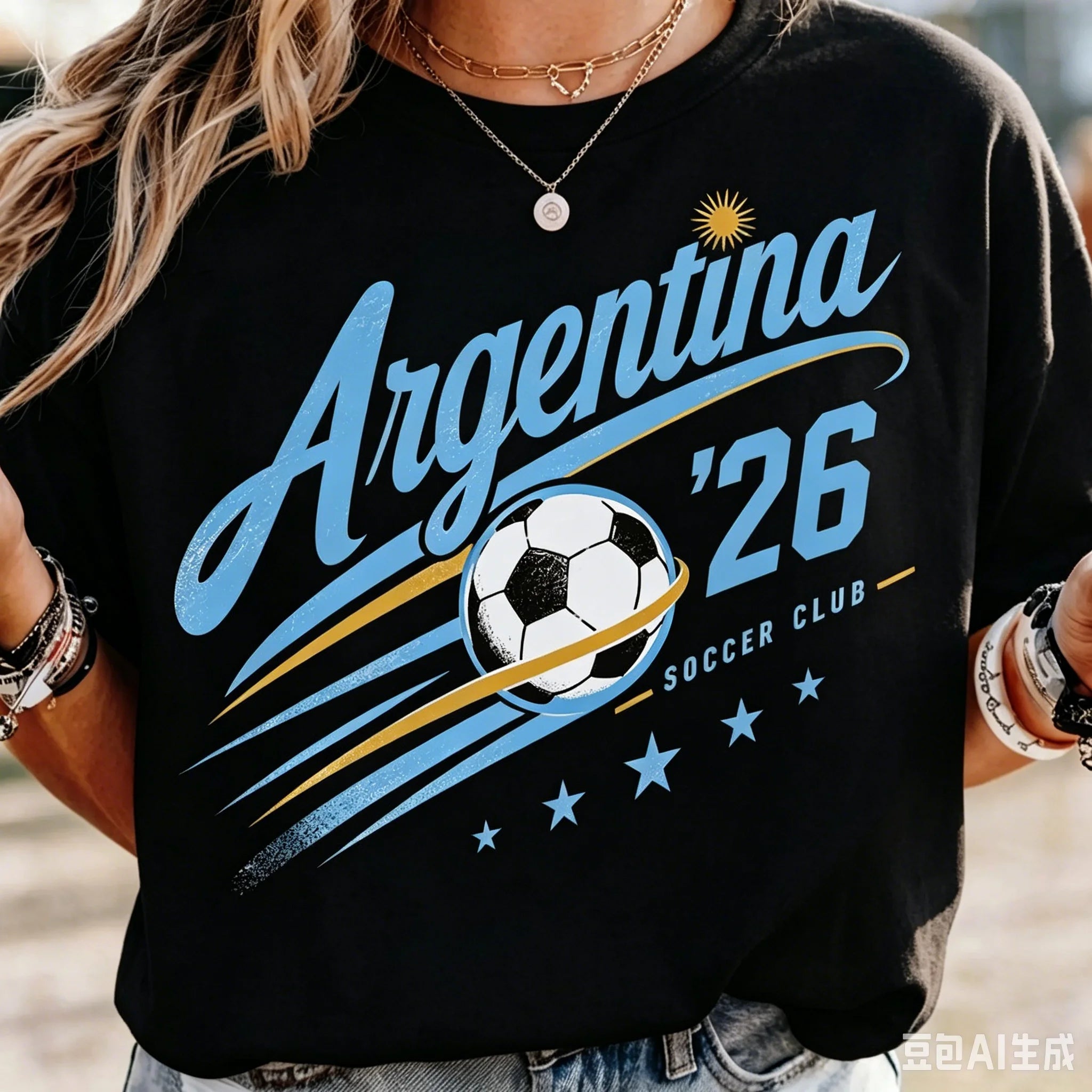 Argentina Soccer Graphic T Shirt for Women