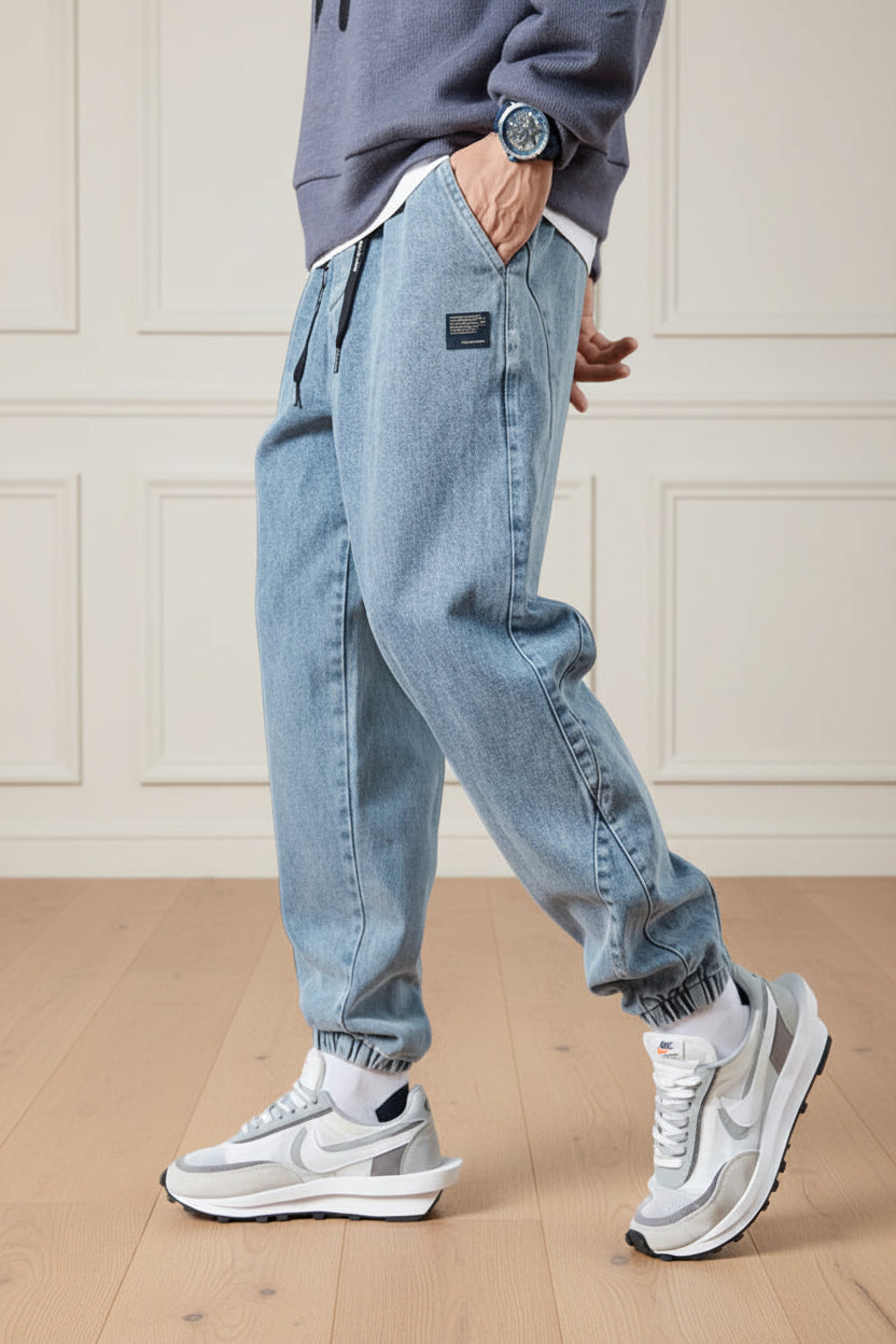 Men Plus Size Denim Cargo Jogger Jeans