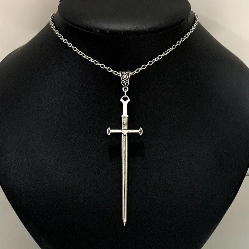 Men Gothic Sword Pendant Necklace