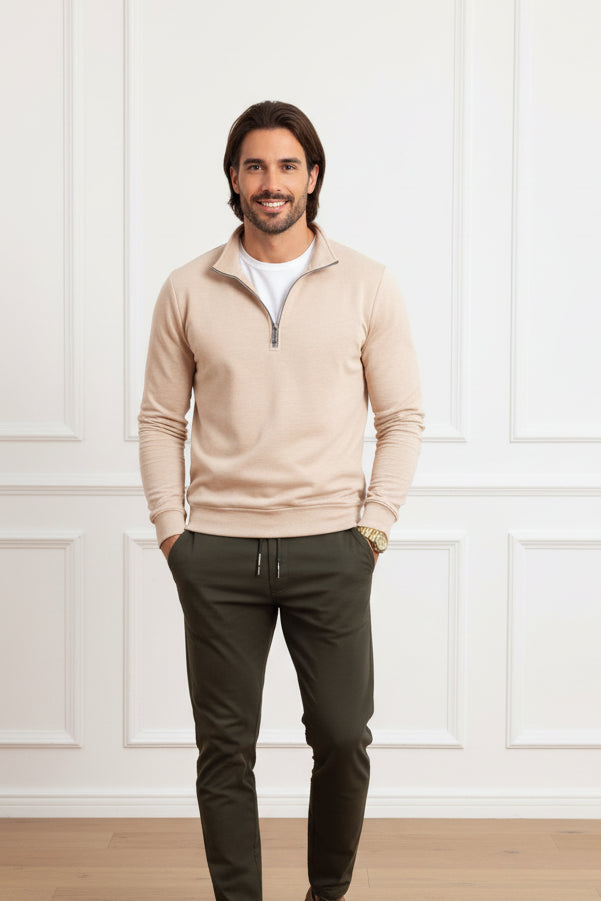 Men Mock Neck Pullover Sweatshirt