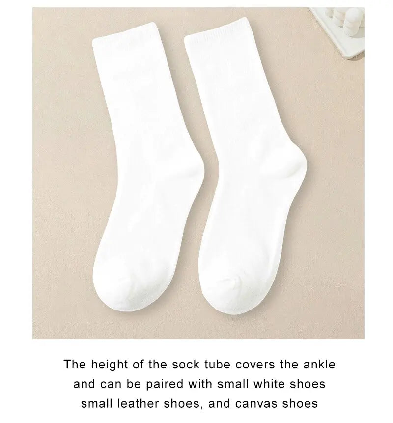 5 Pack Solid Color Breathable Antibacterial Socks for Women