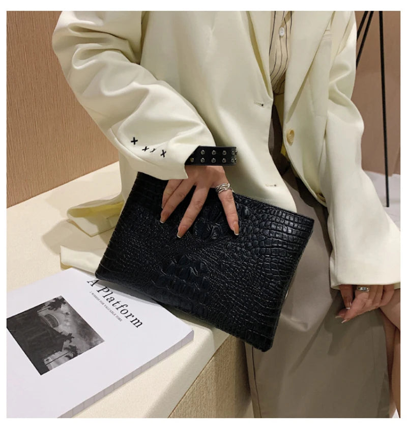 PU Leather Envelope Clutch Wristlet Bag for Women
