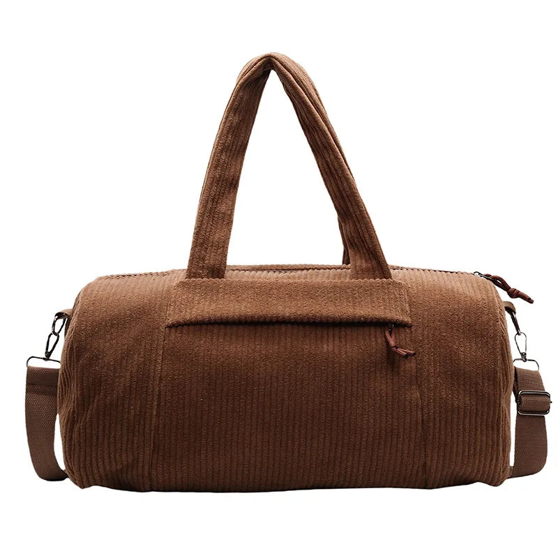 Large Capacity Corduroy Travel Duffle Shoulder Bag for Women