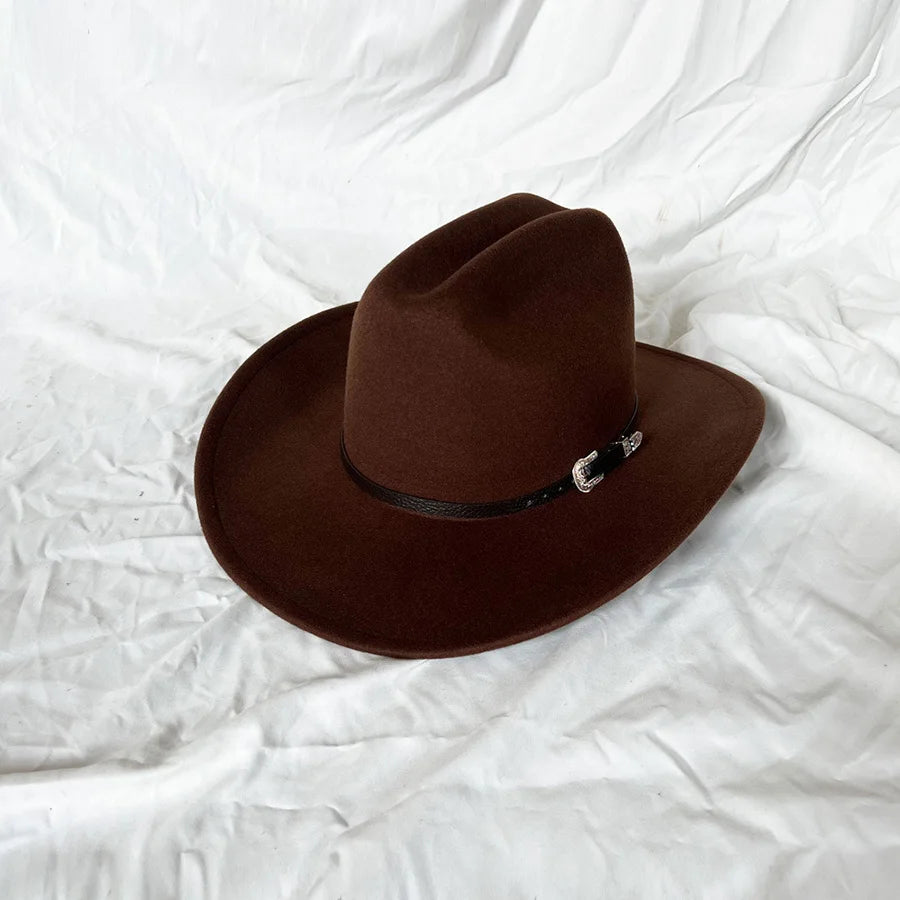 Men Vintage Western Cowboy Wide Brim Hat