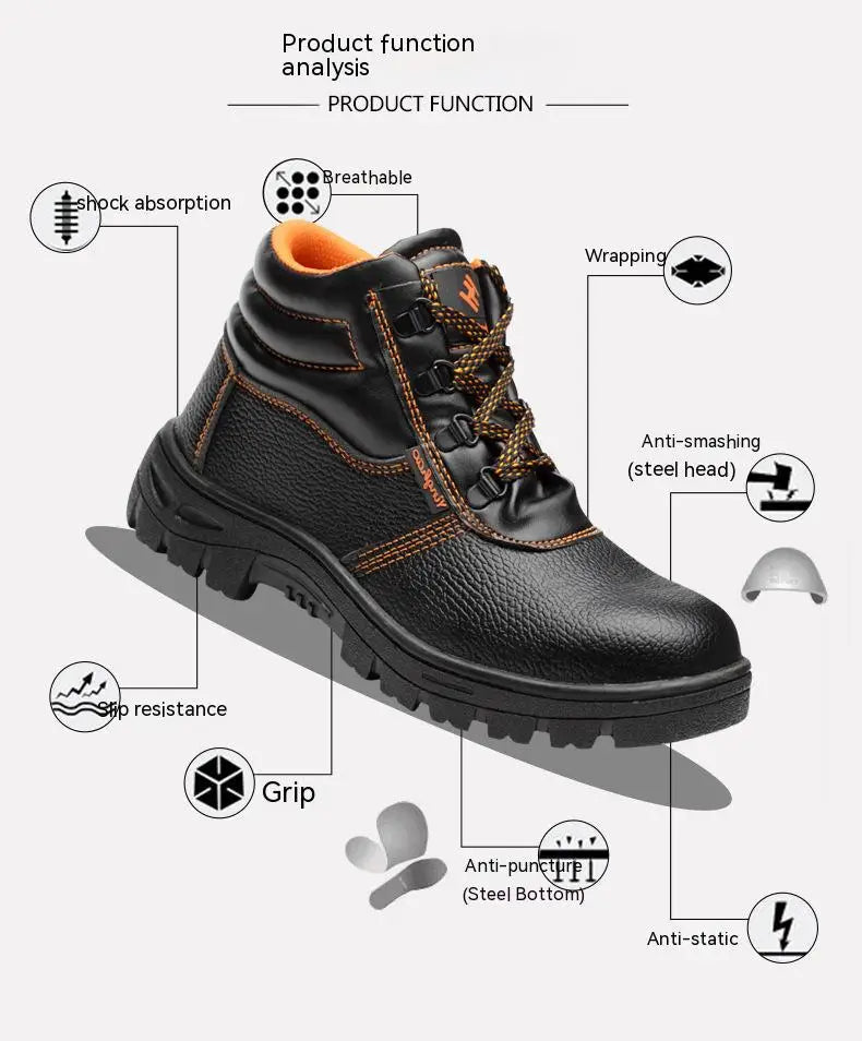 Wear-resisting Men Work Boots Anti-smash Anti-puncture Work Sneakers Waterproof Boots Indestructible Protective Tactical Boots