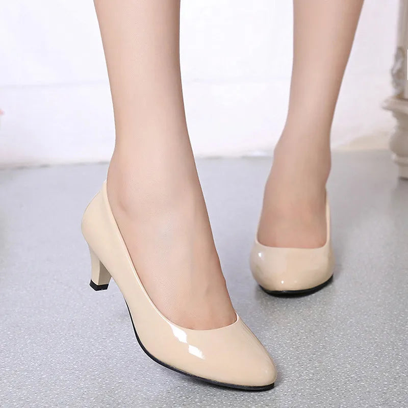 Women Medium Heel Nude Pumps