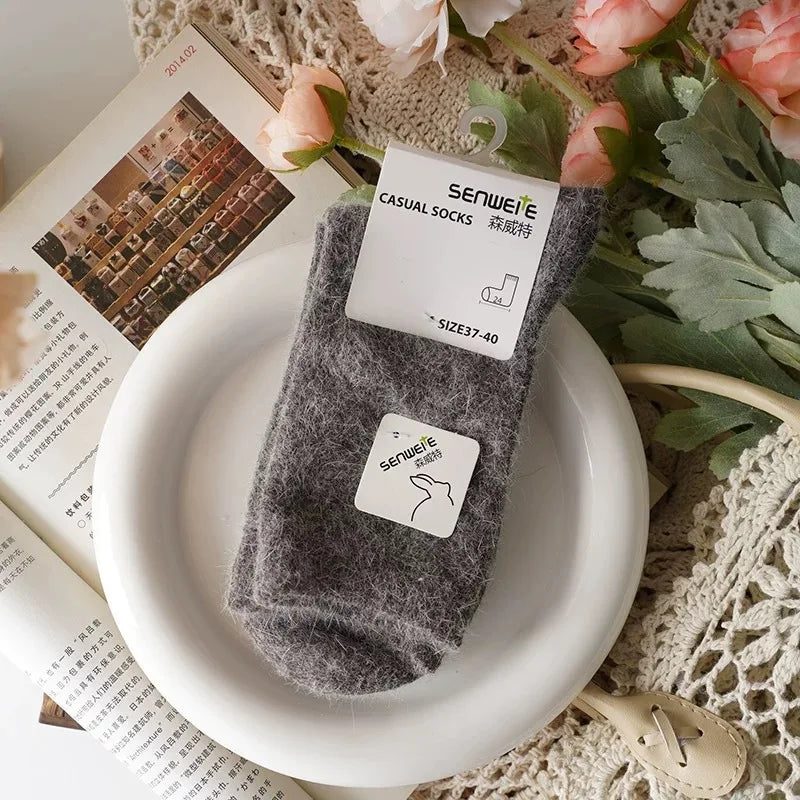 Wool Blend Thick Warm Mid Tube Socks for Women
