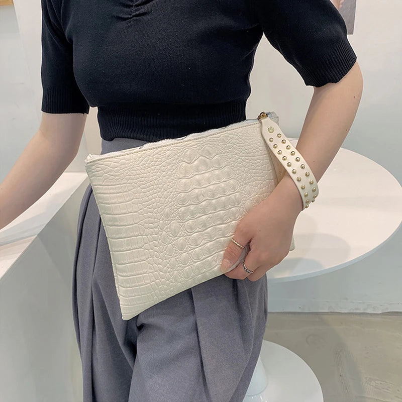 PU Leather Envelope Clutch Wristlet Bag for Women