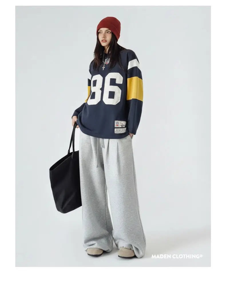 Women Retro Embroidered Rugby Sweatshirt