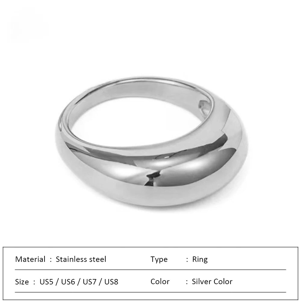 Women Simple Stainless Steel Arc Geometric Ring Jewelry