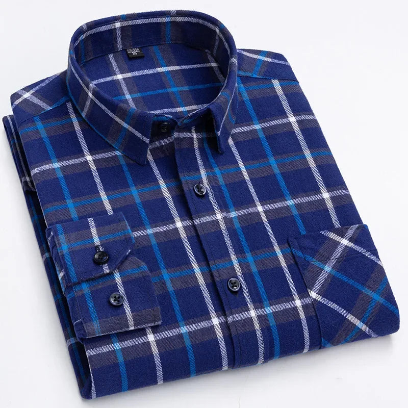 Men’s Cotton Plaid Long Sleeve Shirt