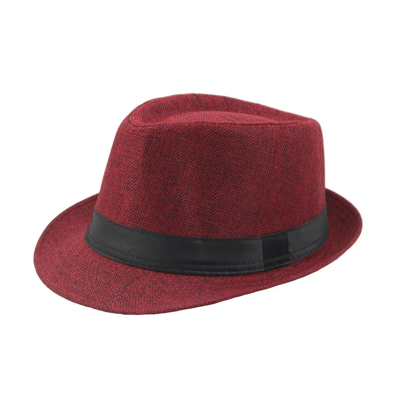 Men Wide Brim Straw Fedora Panama Hat