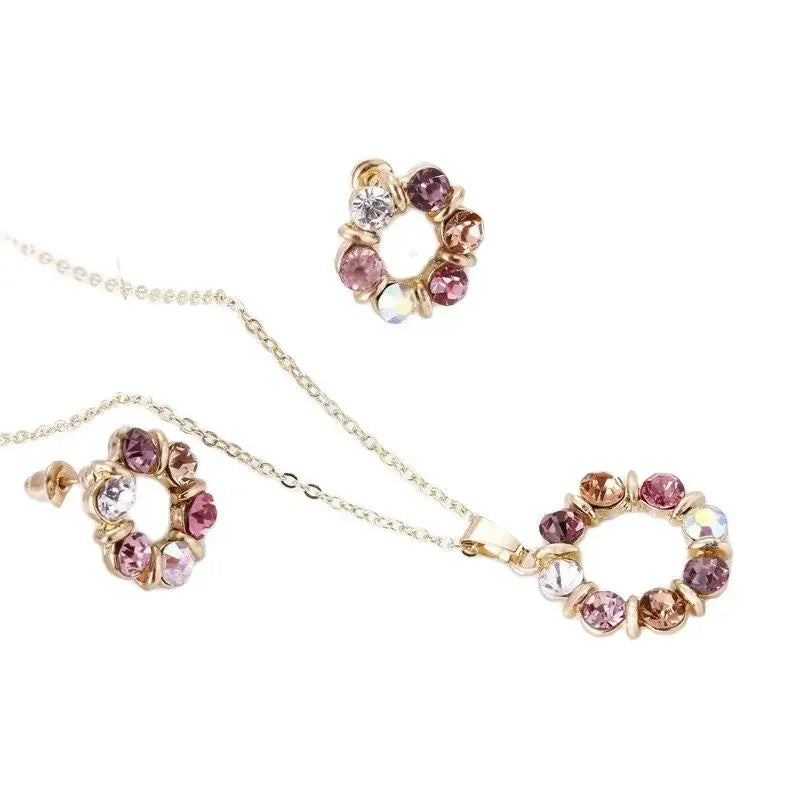 Women Fashion Stained Glass Circle Jewelry Set