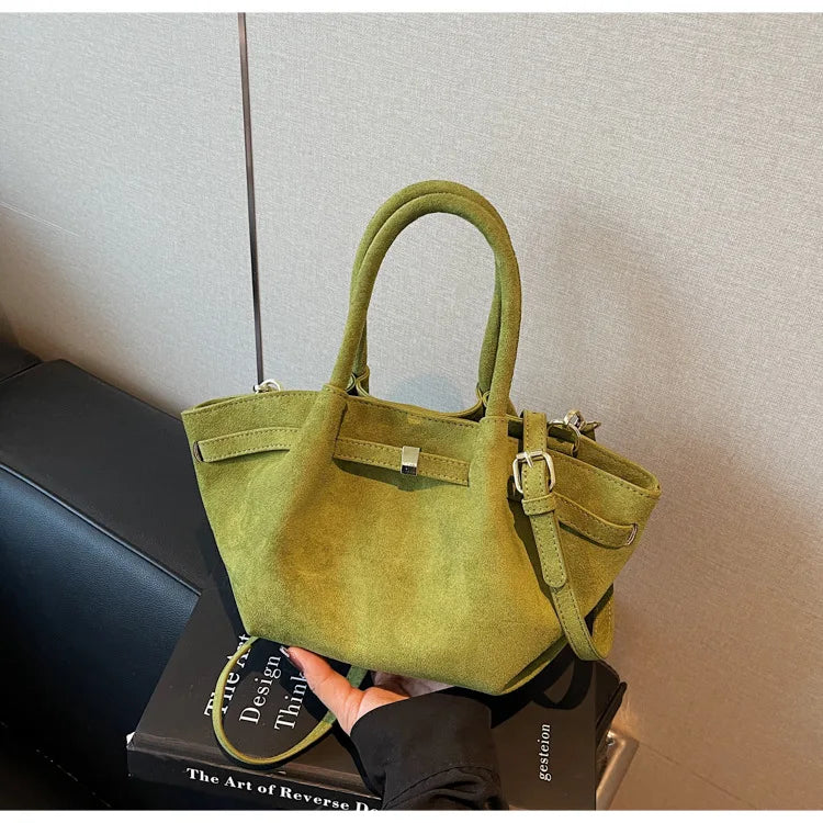 Matte Suede Large Capacity Tote Shoulder Bag for Women