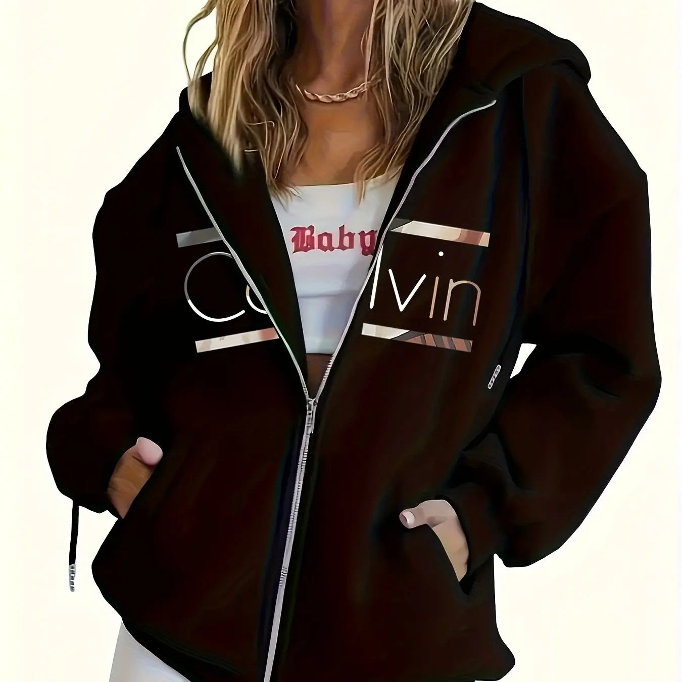 Women Zip Up Hoodie Drop Shoulder Activewear Fit Sweatshirt
