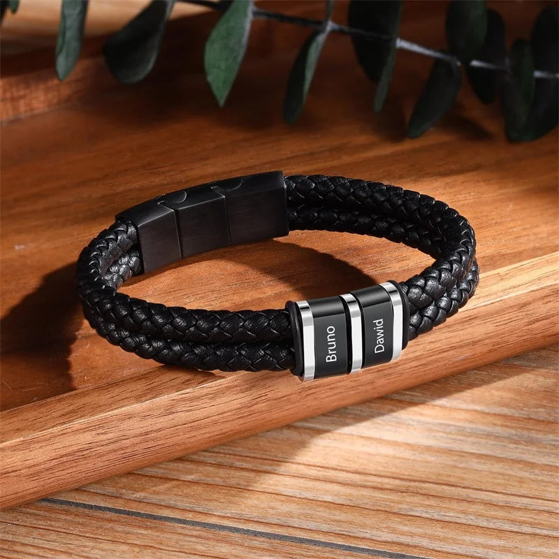 Men Braid Leather Bracelet