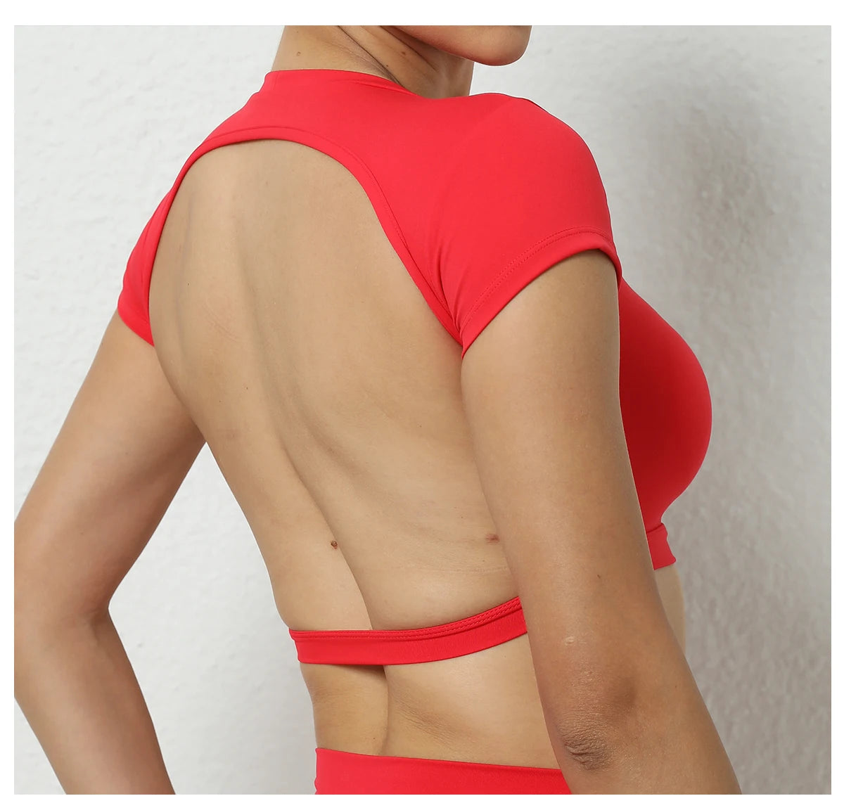Women Open Back Sports Bra T Shirt