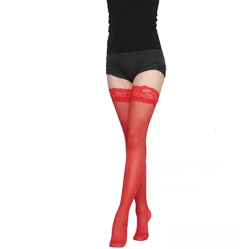 Lace Trim Thigh High Stockings for Women