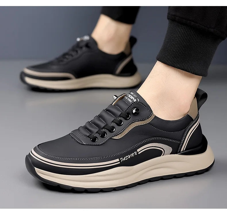 Men Waterproof Leather Slip On Loafers