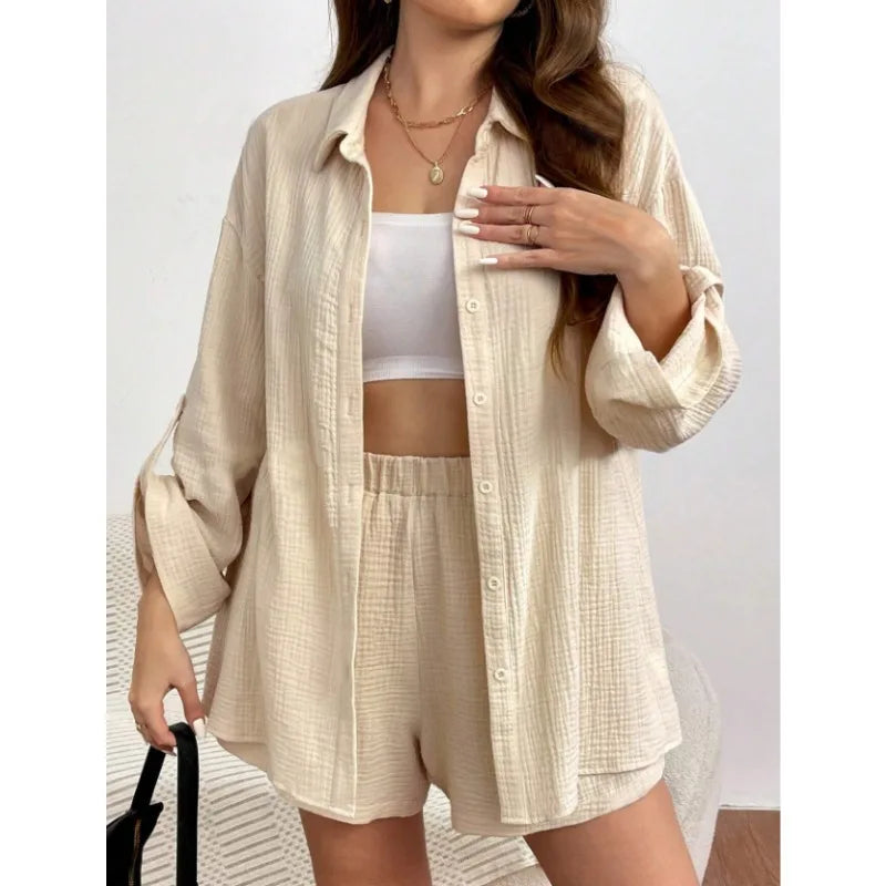 Women Casual 2 Piece Set Loose Top and Shorts Summer Outfit