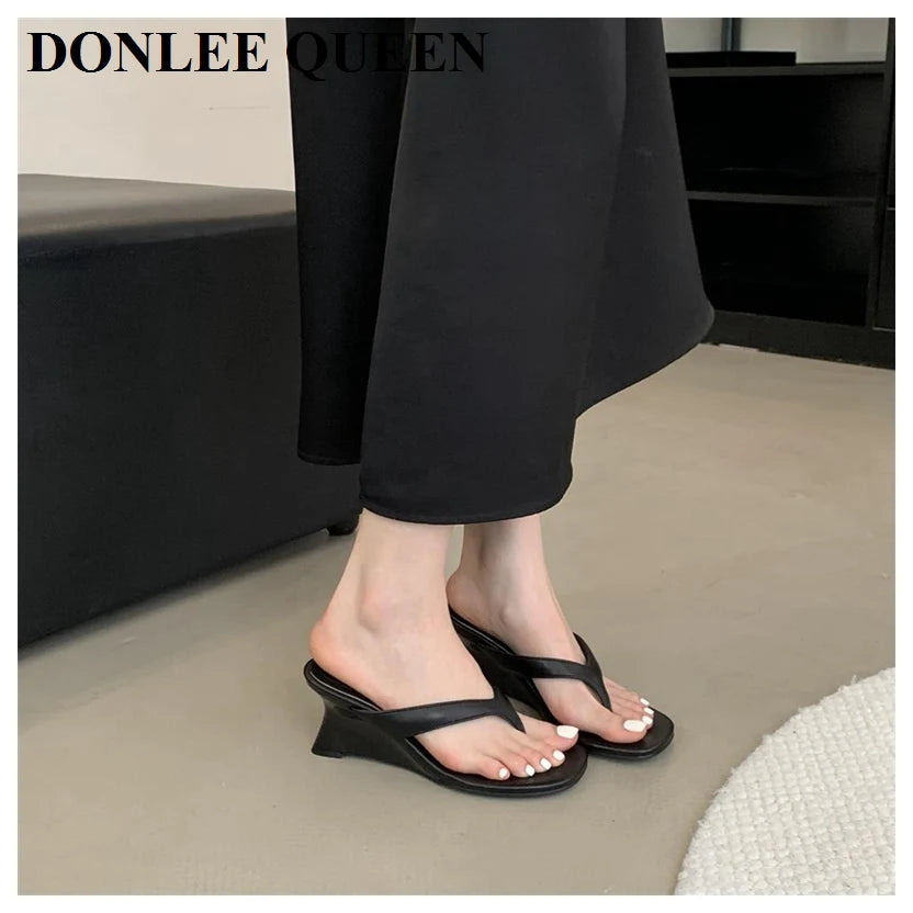 Women Wedge Heel Flip Flop Sandals
