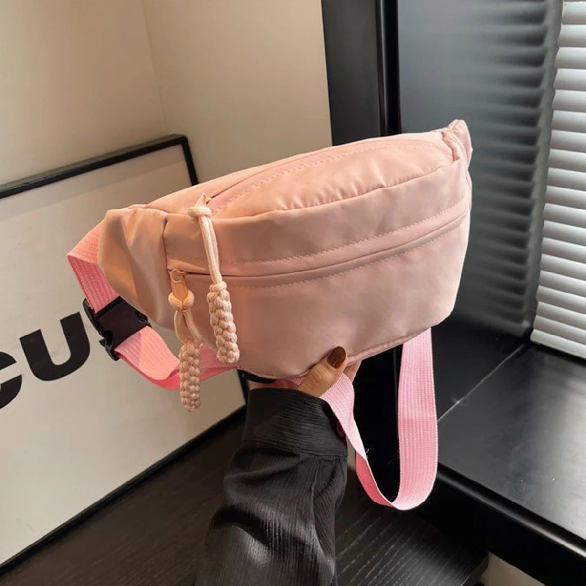 Large Capacity Lightweight Nylon Waist Crossbody Bag for Women