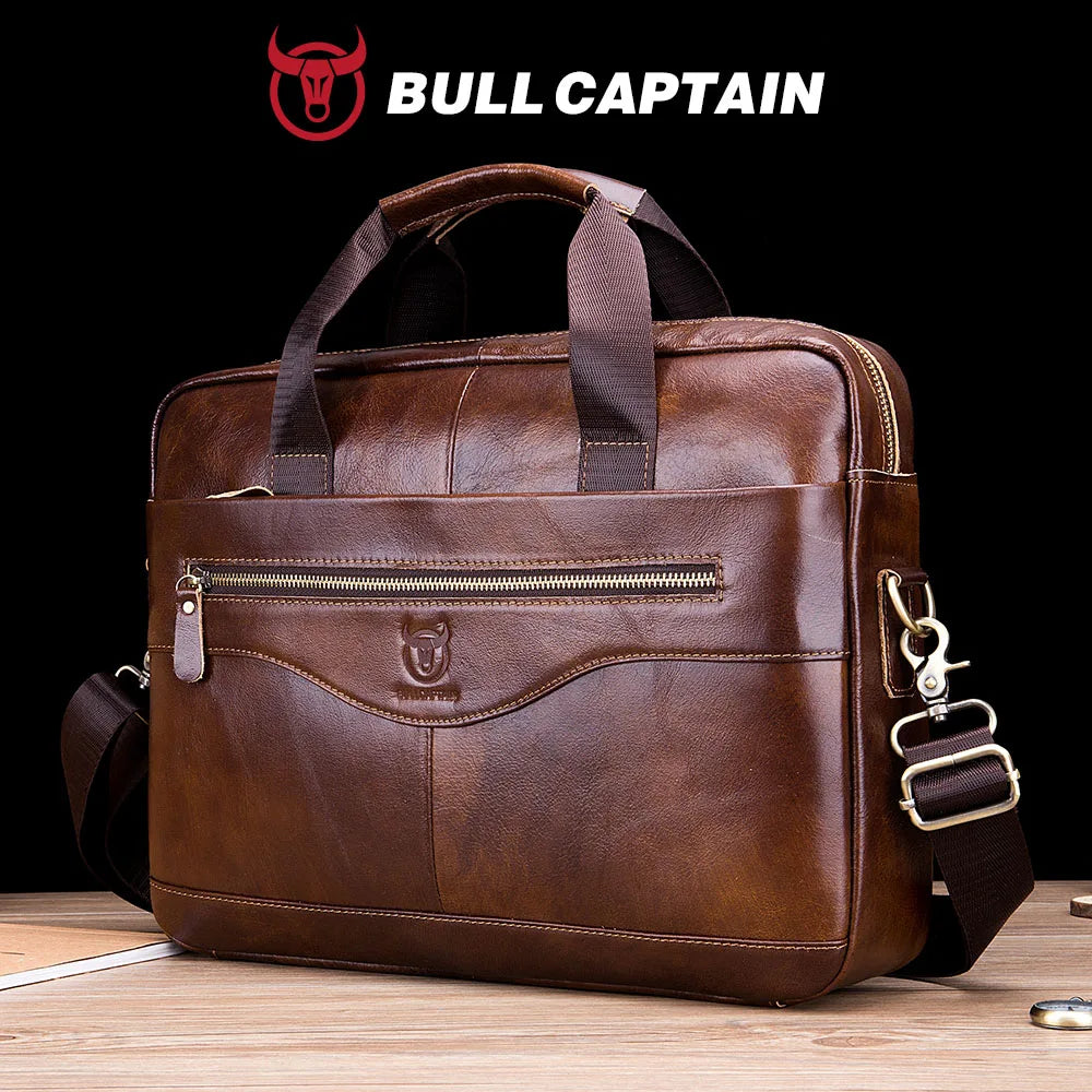 Genuine Leather Laptop Briefcase Messenger Bag for Men