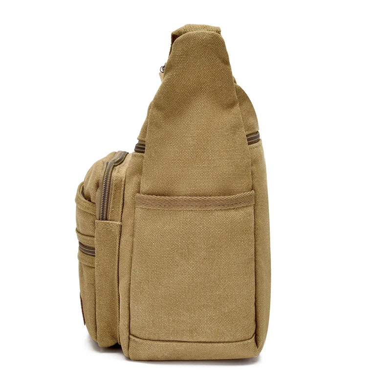 Large Capacity Multi Pocket Canvas Crossbody Shoulder Bag for Men