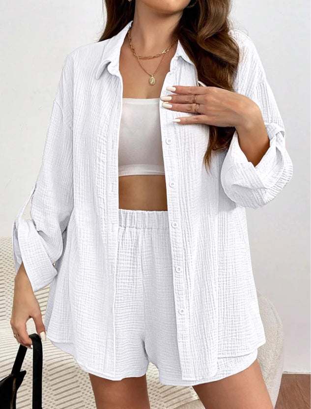 Women Casual 2 Piece Set Loose Top and Shorts Summer Outfit