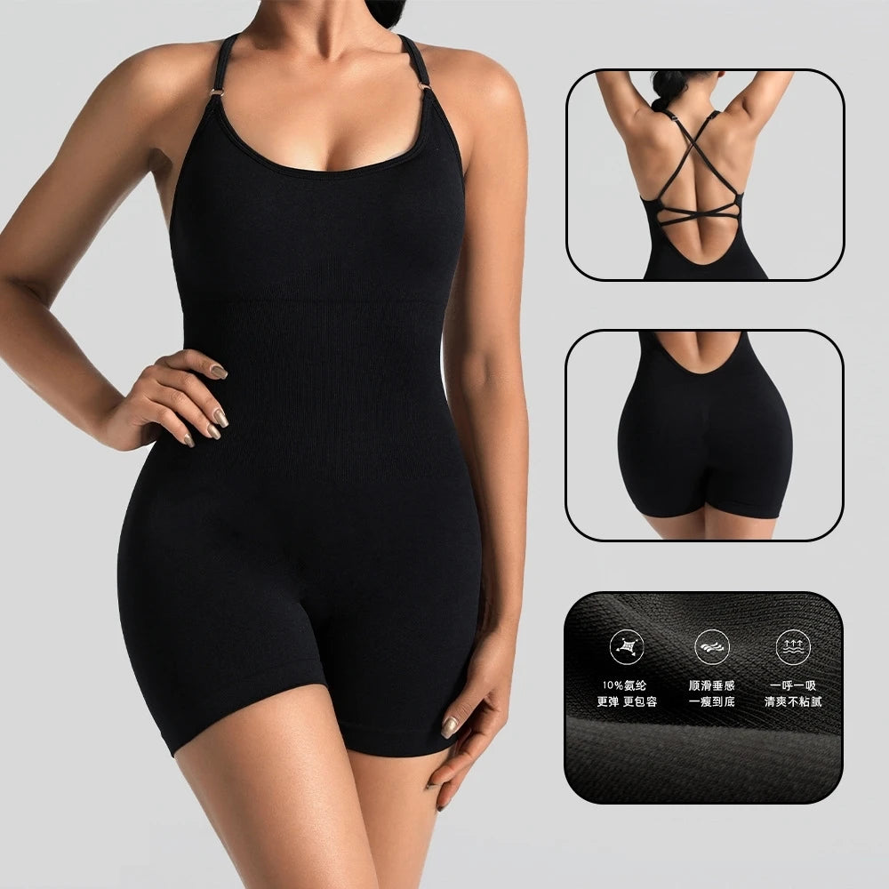 Women Yoga Jumpsuit Short Active Wear Fitness Bodysuit