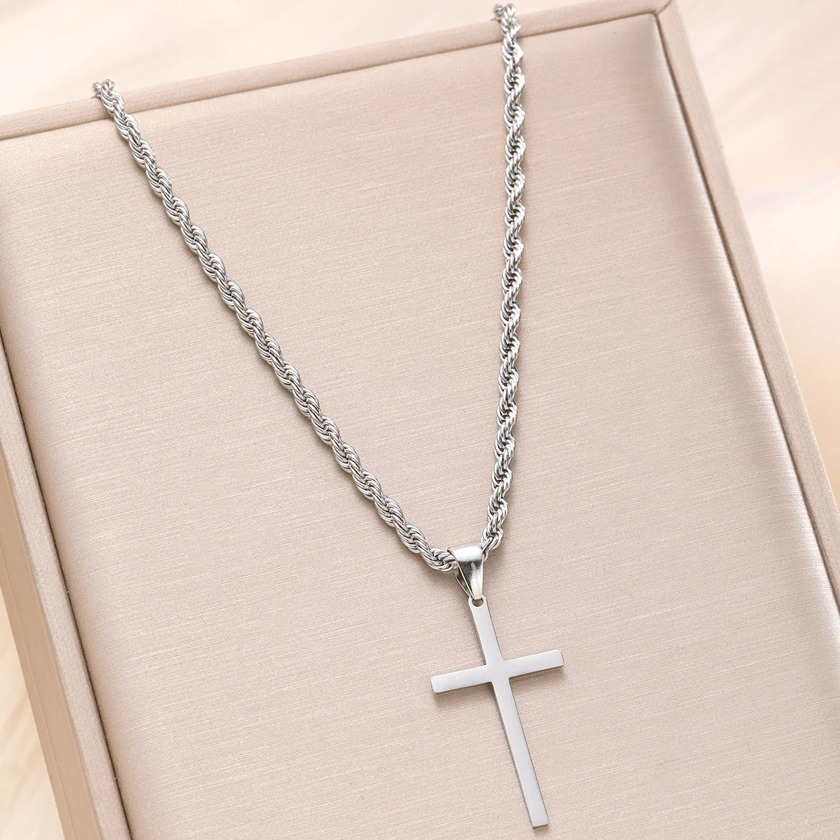 Men Stainless Steel Cross Pendant Necklace
