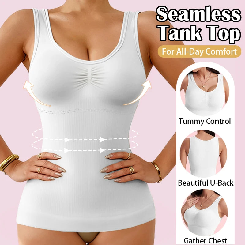 Padded Bra Tummy Control Shapewear Tank Top for Women
