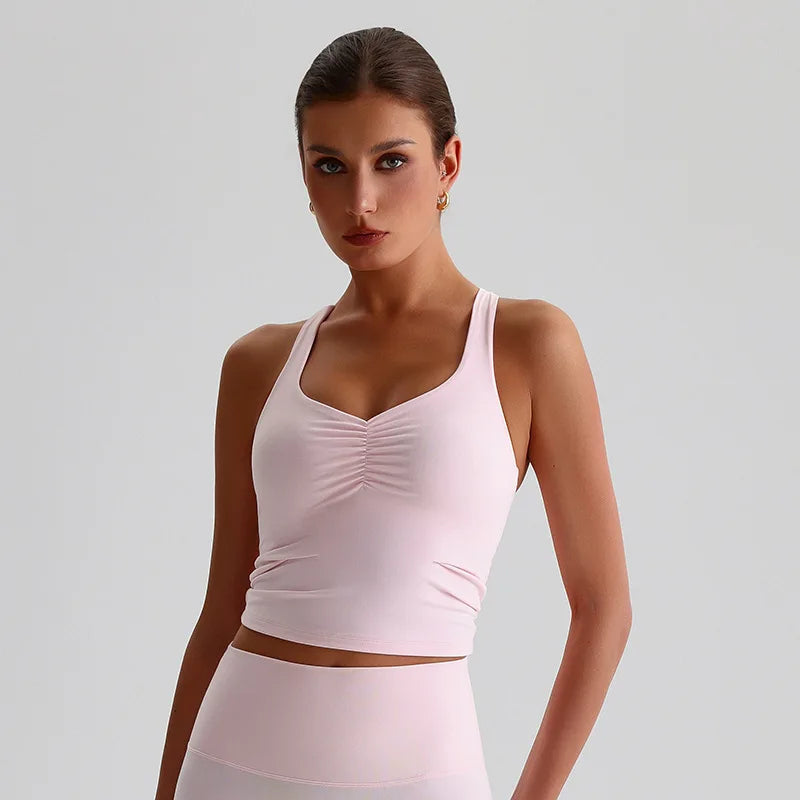 Women Cross Back High Impact Padded Fitness Top